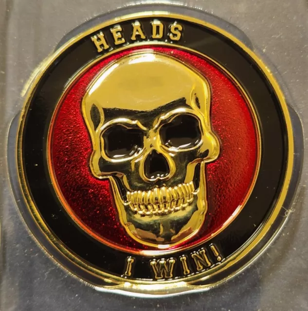 Challenge Coin Skull Heads I Win, Tails You Lose