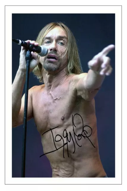 IGGY POP Signed Autograph PHOTO Gift Signature Print Music