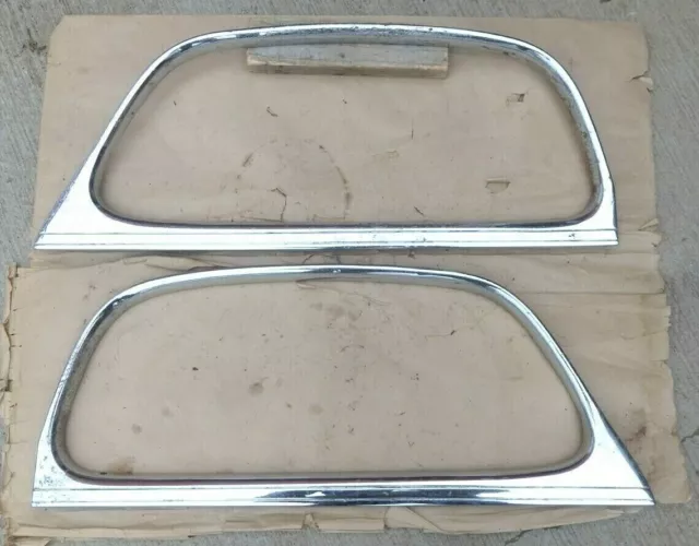 1937 1938 Chevy Coupe DOOR WINDOW GARNISH MOLDINGS Original GM Pair Old Chrome