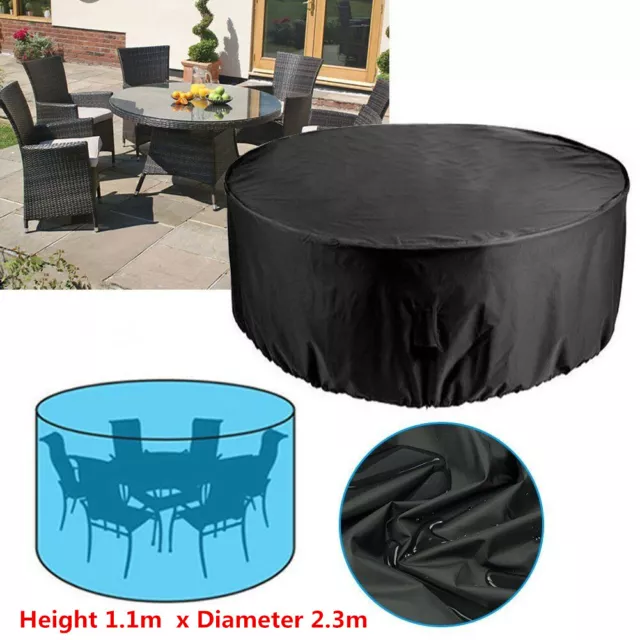 Outdoor Furniture Round 1.28m/1.85m/2.3m Cover Waterproof Garden Table Shelter 2