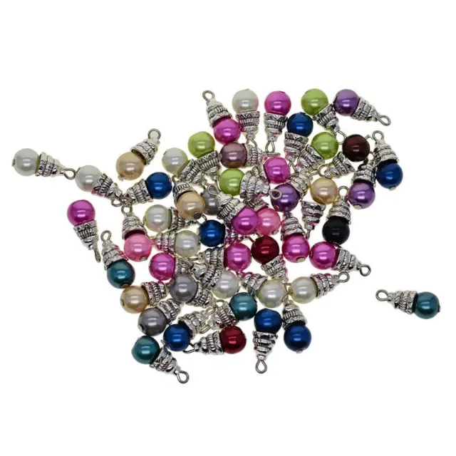 50 Stück Sortierte Farbe Perlen Perlen Charme Anhänger Legierung Baumeln
