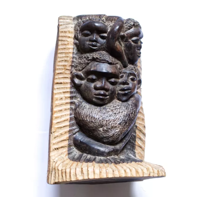 Antique Vintage African Makonde Tree Of Life Solid Wood Carving Tribal Art