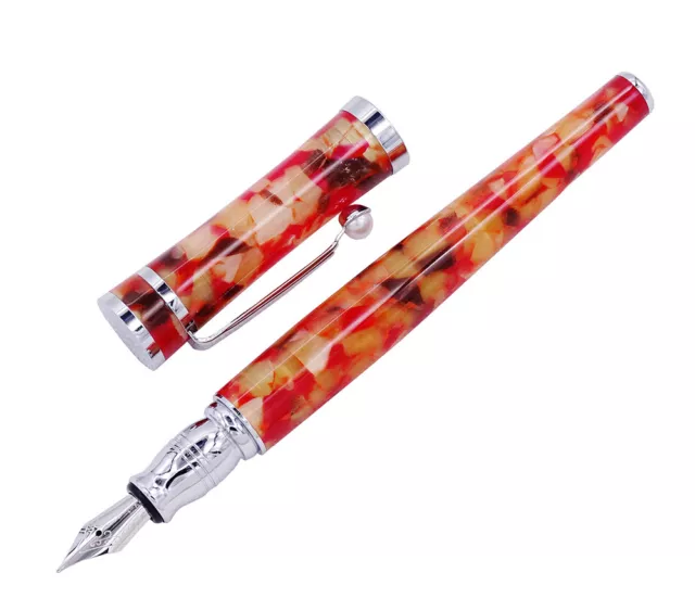 Fuliwen Celluloid Fountain Pen Maple Leaf Orange , Fashion Fine Nib Writing Pen