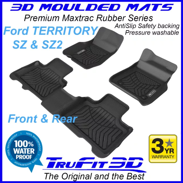 Fit Ford Territory SZ SZ2 2011-17 3D Maxtrac F&R Black Rubber Floor Mats