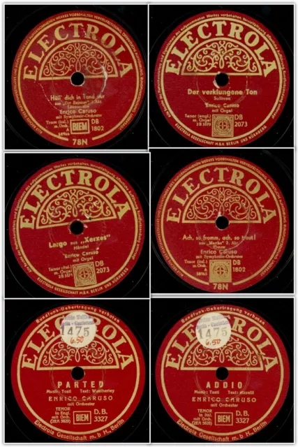 3x ENRICO CARUSO auf "ELECTROLA"  auf deutschen Schellackplatten  78rpm GS149