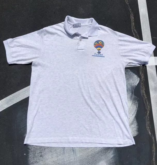 Vintage Hot Air Balloon Flight Commander Made In USA Polo Shirt Soft Collared 2