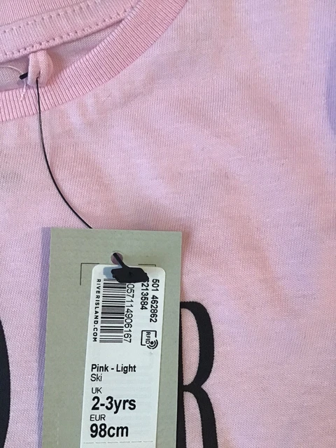 Set T-shirt mini ragazze River Island età 2-3 anni rosa frilly lamour nuova con etichette 6