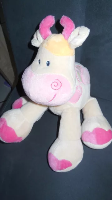 GM doudou peluche vache beige nuage rose NATTOU JOLLYMEX 25cm debout (2 dispo)