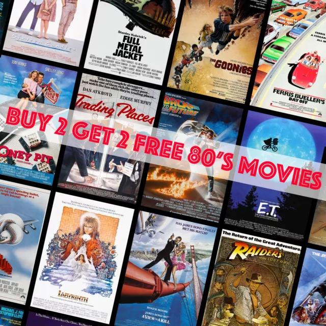 80's Classic Movie Posters Famous Cinema Film Prints A4 A3 A5 Sizes