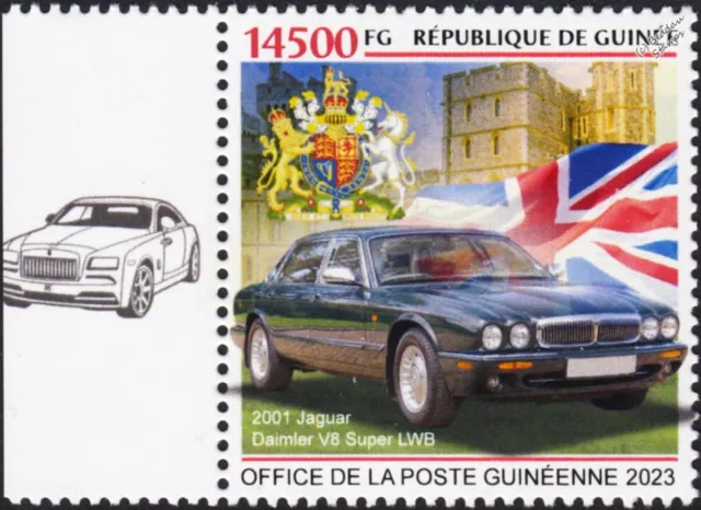 2001 JAGUAR DAIMLER V8 Super LWB / QEII's Personal Car Stamp (2023 Guinea)