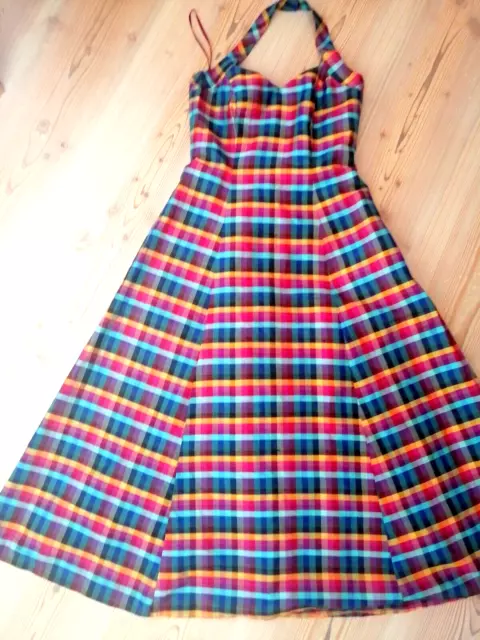 Vestito  seta Monsoon London ballo nuovo tartan maxi sera 44-46 M UK 14 feste