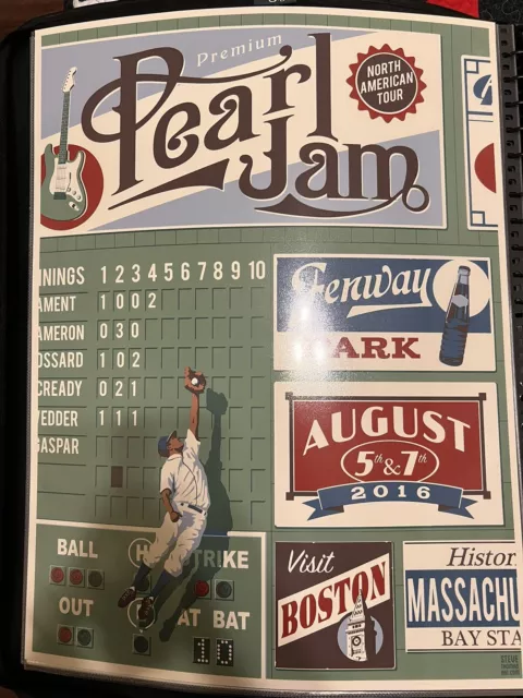 Pearl Jam Fenway Park Boston Poster 2016 Steve Thomas The Catch