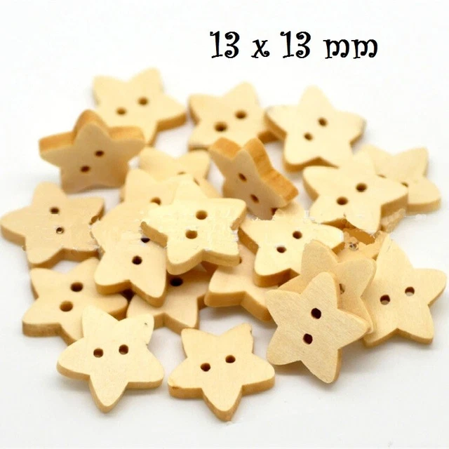 Lot De 10 Boutons étoile De Mer En Bois 20 Mm - Pour Couture, Mercerie, Créatif