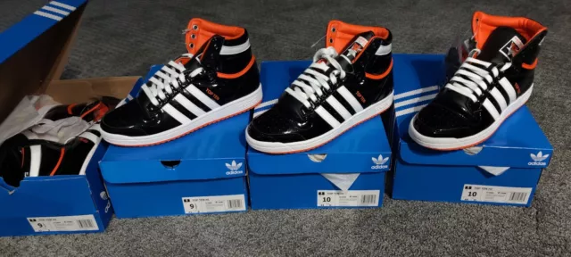 ADIDAS TOP TEN Hi Black / Orange Patent Leather $160.00 - PicClick