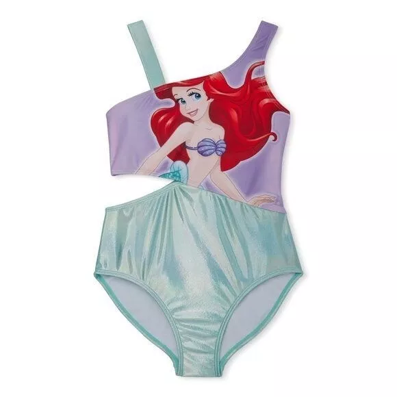 DISNEY ARIEL PRINCESS Little Mermaid Shiny One Piece Swim Suit Girls 10 ...