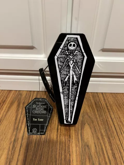 Disney Tim Burton's Nightmare Before Christmas Tin Coffin Tote Coffin Metal!