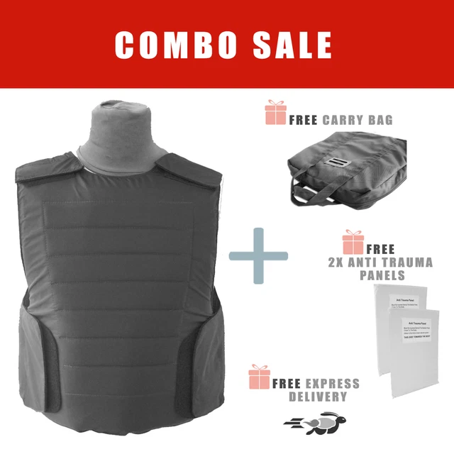 LEVEL IIIA 3A Bullet Proof Vest Body Armor Medium w/ 2x Anti Truama