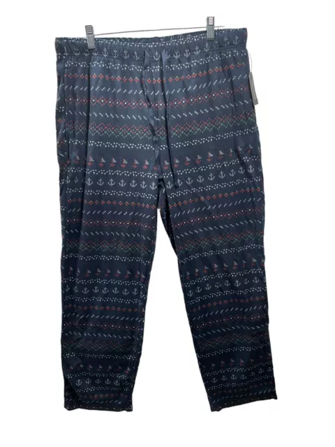 Nautica Pajama Pants Large  Adult Blue Sleepwear Pockets All Over Print Logo Men