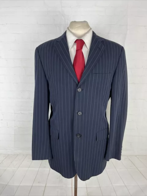 Burberry Men's Navy Blue Striped Cotton Blazer 40R $2,195