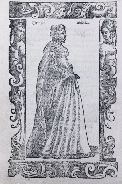 Noblesse Française en 1598 Noble Costume Rarissime Gravure sur Bois Vecellio