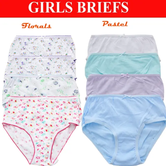 Girls Briefs Just Essentials Underwear Kids Knickers 100% Cotton Pack of 12