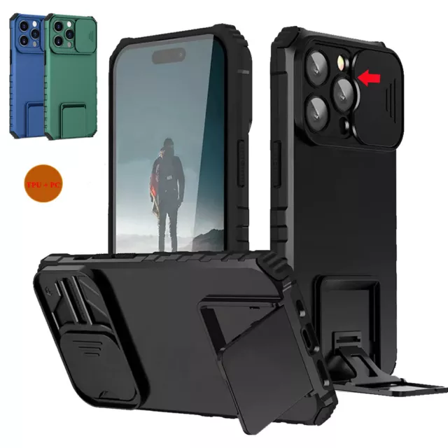 Handy Hülle für iPhone 15 14 13 12 Pro Max Kameraschutz Case Ständer CoverBumper