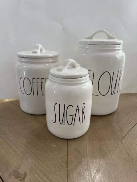 Rae Dunn Canister Set Flour Coffee Sugar Magenta Artisan collection READ