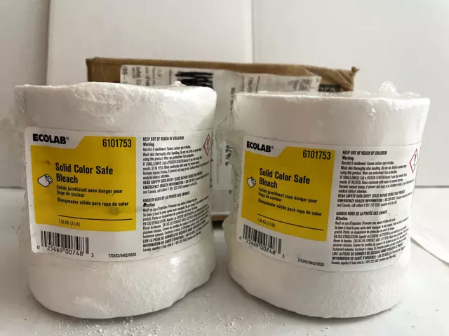 Case of 2 ECOLAB Solid Color Safe Bleach 3lbs Each 6 lbs Total 6101753