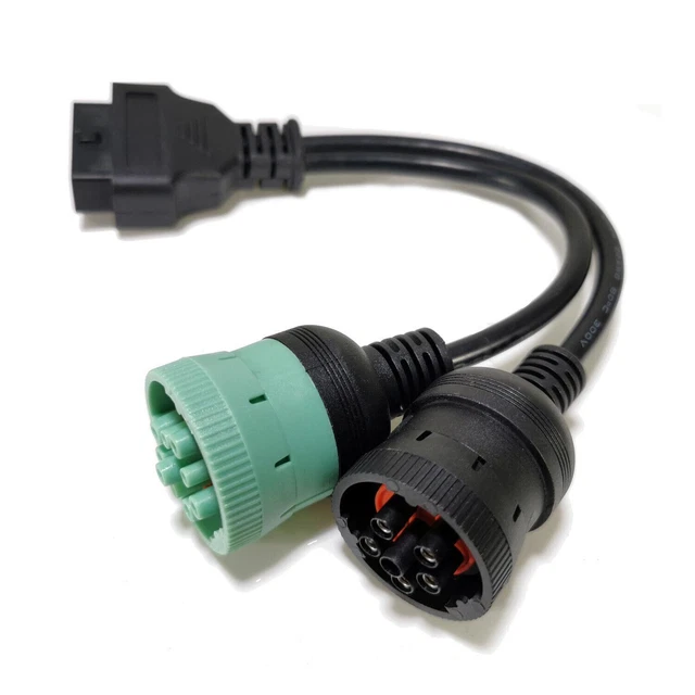 Car 6 Pin J1708 or 9 Pin J1939 to 16 Pin OBD2 OBDII Adapter Extension Cable