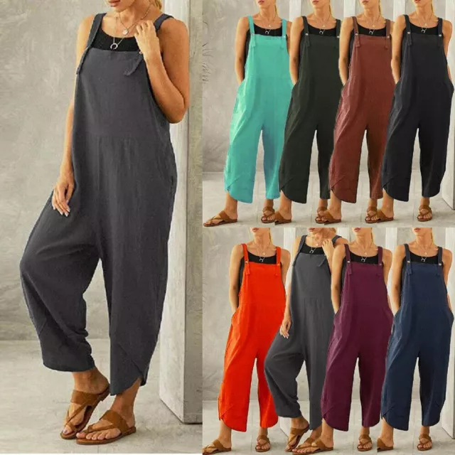 Loose Overalls Cotton Womens Jumpsuit Dungarees Playsuits Trousers