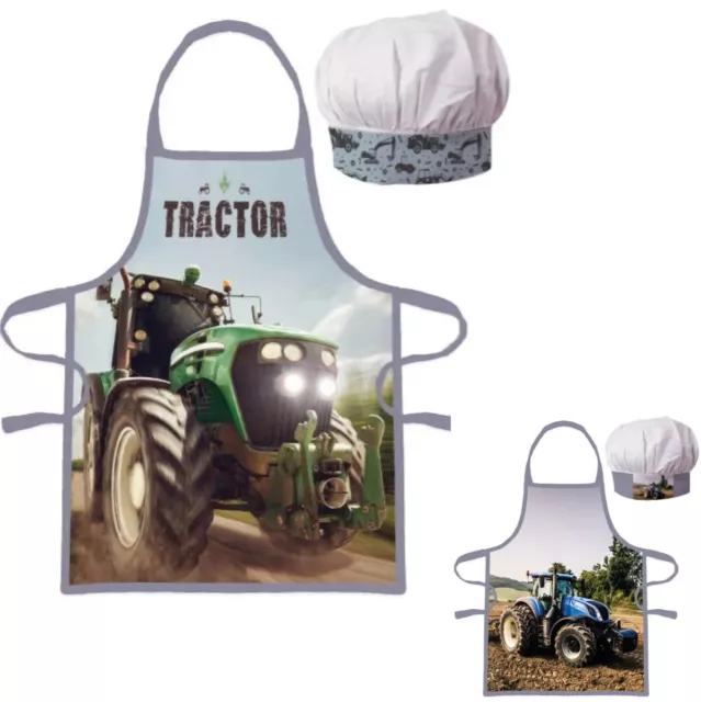 Trattore Bambini Grembiule da Cucina Set Grembiule Torna 2 Pezzi Grembiule Tempo