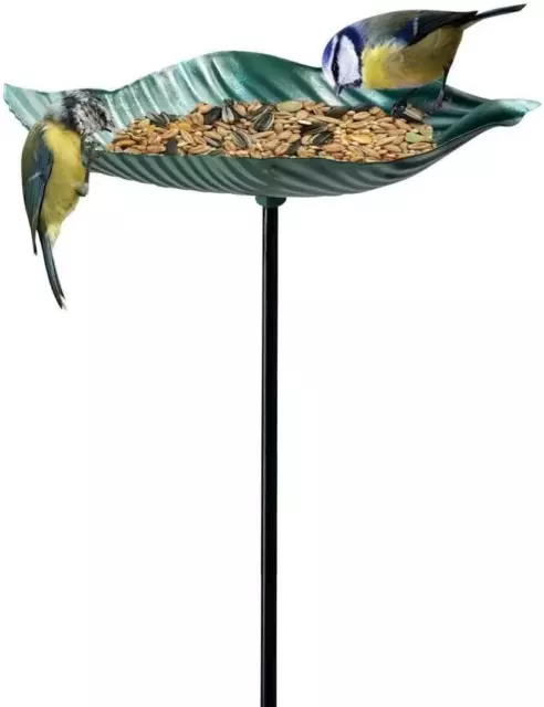 LEAF BIRD FEEDER CAST IRON LARGE 62cm DURABLE GARDEN FEATURE WITH FORKED STAKE