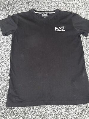 Boys EA7 EMPORIO ARMANI Cotton T-Shirt in Black. 14years