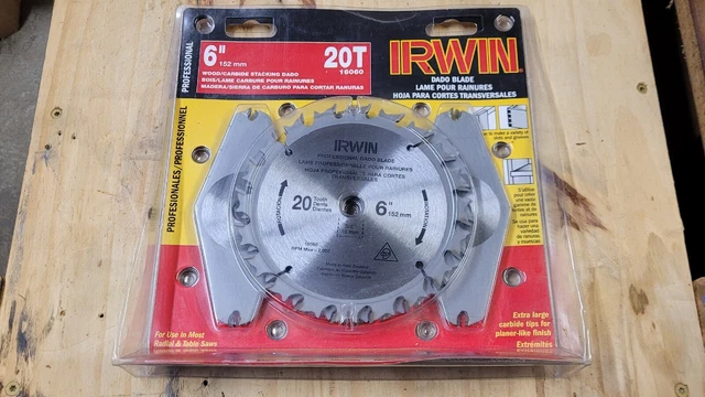NOS Irwin 16060 6" 20T Carbide Tipped Stacking Dado Saw Blades