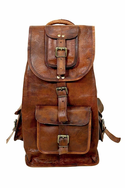 Unisex Vintage Mochila Hombro Bolso de Cuero Mochila Escolar de Viaje Bolsa