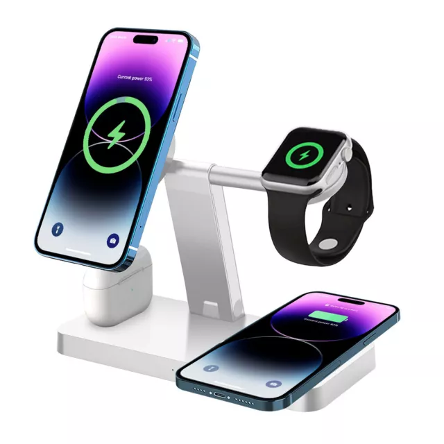 Wireless Charger Dock Ladestation 4 in 1 Für Apple Watch iPhone 15 Pro Max 14 13