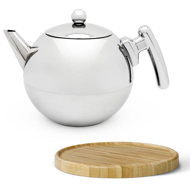 Bredemeijer Teekanne Set 1.2 L doppelwandig Edelstahl & Untersetzer braun GB