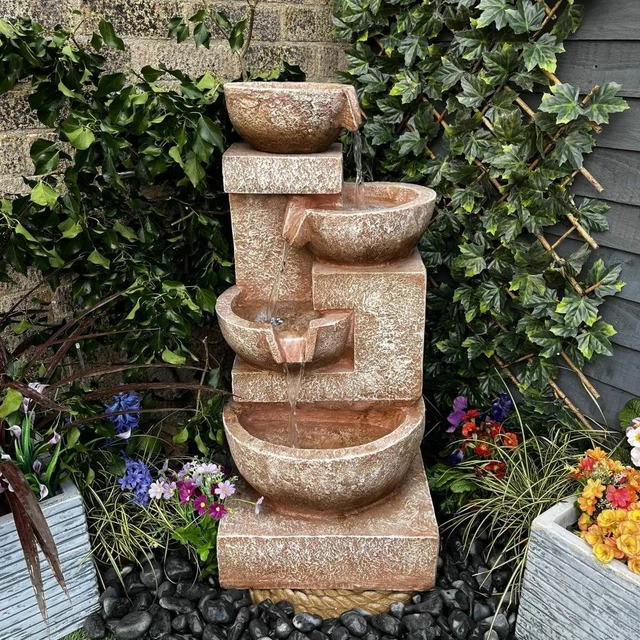 SPARKLING BOWLS MAINS Powered Water Feature with LED Lights, Fountain