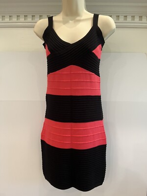 GUESS Women's Pink And Black Striped Sheath Dress Size L