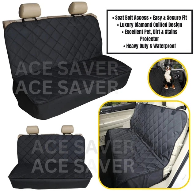 HT-Accessories Heavy Duty Quilted Black Pet Dog Car Rear Seat Cover For Citroen C3 - Water-Resistant Nylon, Anti-Slip
