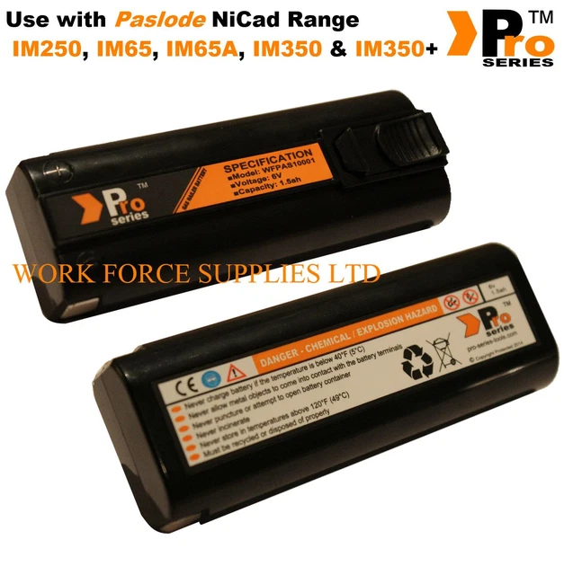 2 X ProSeries Batteries/Charger Set For Paslode IM350 6v 1.5ah