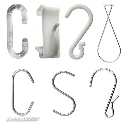 100 x Joining Hook Wire S & C , Plastic, Crimped S Hook, Ceiling Clip, Hangers