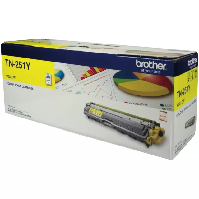 Brother Genuine TN-251Y YELLOW Toner HL3150CDN HL3170CDW MFC9140CDN 1.4K Pages