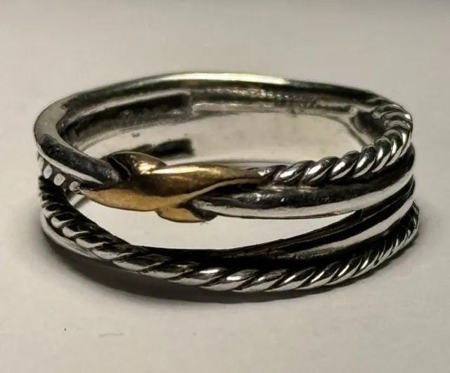 David Yurman X Crossover Band Ring - Sterling Silver & 18K Yellow Gold Size 6.5