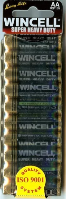 Wincell Super Heavy Duty AA 10 Pack Battery Coppertop Alkaline Batteries AU