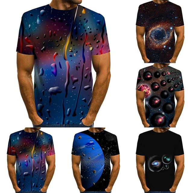 T-shirt da uomo Edgy Crew collo grafica stampata in 3D maniche corte casual top
