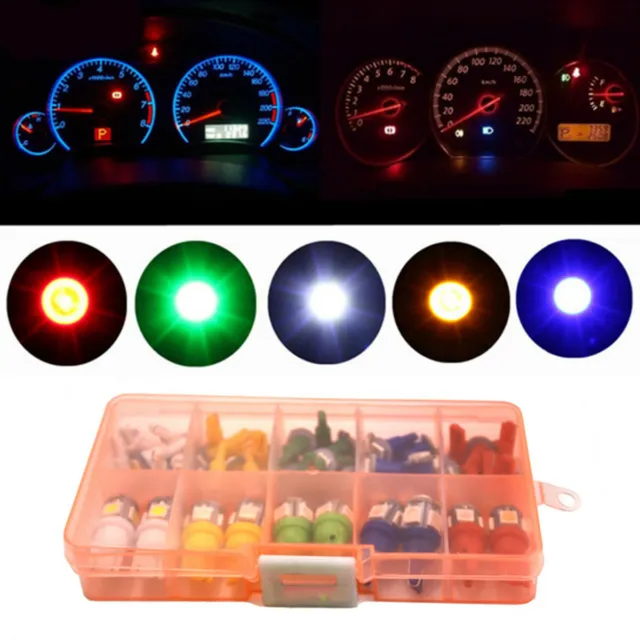 40PC T5 T10 5050 SMD LED Car SUV Instrument Panel Dash Light Bulb 5 Colors