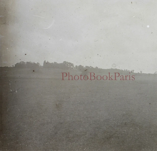 Paysage Champs c1930 Photo Plaque de verre Stereo Vintage V17T13n