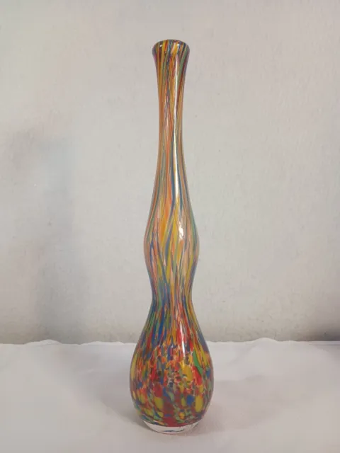 Vintage Pier 1 Art Glass Swirl Vase 13.5" X 3.5"