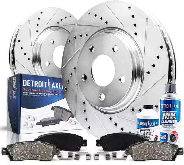 - Front Drilled and Slotted Brake Kit Rotors & Ceramic Pads & Brake Kit Cleaner